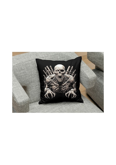 Skull Ve Çığlık Desenlı Kare Yastık Kılıfı Çok Renklı