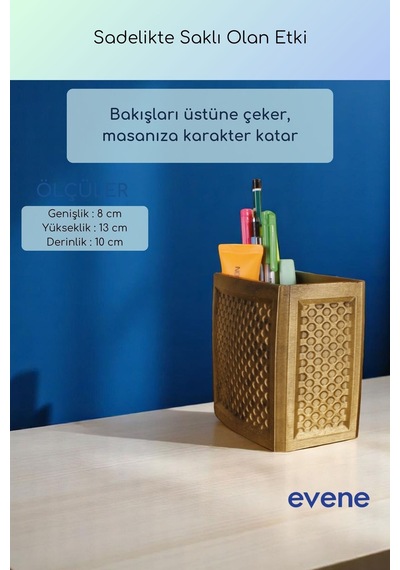 Kalemlik Masa Kalemliği Organizer Kalemlik Altın Eskitme Renk Model 92 Çok Renkli