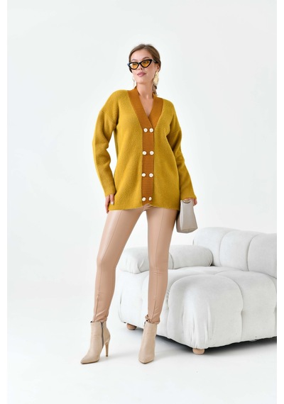 Ftz Women Kadın Düğme Detaylı Hırka Olive 20865 Olive
