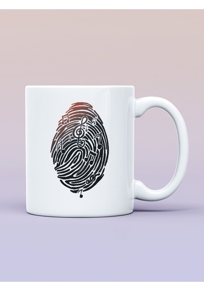 Baskılı Kupa Bardak Parmak Izi Müzik Temalı Mug