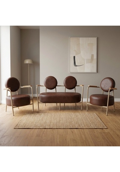 Venüs 2+1+1 Deri Ofis & Büro İş Yeri Bekleme Koltuğu Takımı Cappuccino Metal İskelet - Acı Kahve Kahverengi Venüs 2+1+1 Deri Ofis & Büro İş Yeri Bekleme Koltuğu Takımı Cappuccino Metal İskelet - Acı Kahve Kahverengi