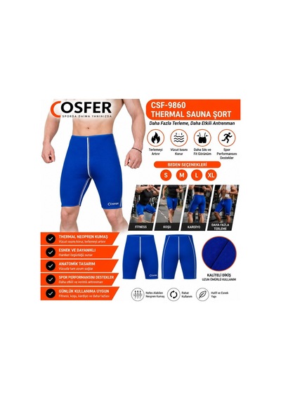 Premium Antrenman Esnek Yürüyüş Cosfer Csf9860-l Thermal Sauna Şort Large Çok Renkli