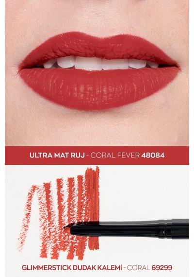Avon Glimmerstick Dudak Kalemi Coral + Ultra Mat Ruj Coral Fever