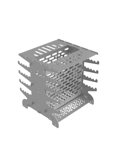 Kamp Ayısı 2mm Galvaniz Metal Grillspett Çift Taraflı Dikey Şiş Mangal Izgarası - 6 Şiş Hediyeli, Özel Taşıma Çantalı Gri