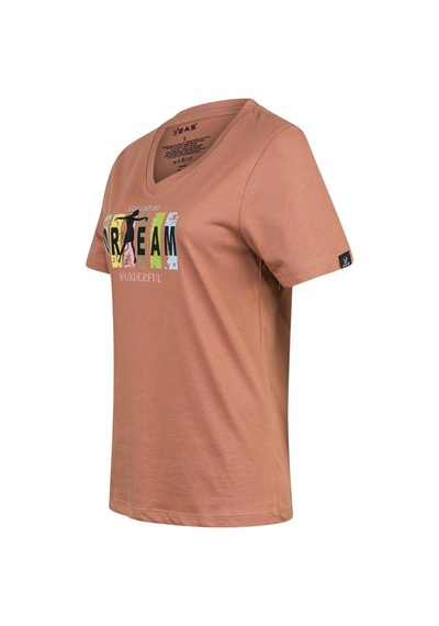 2as Alone Baskılı V Yaka Kadın T-shirt 404 Kahve