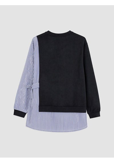 LC Waikiki Lc Waıkıkı Lacivert Çizgili Kadın Sweatshirt Tunik