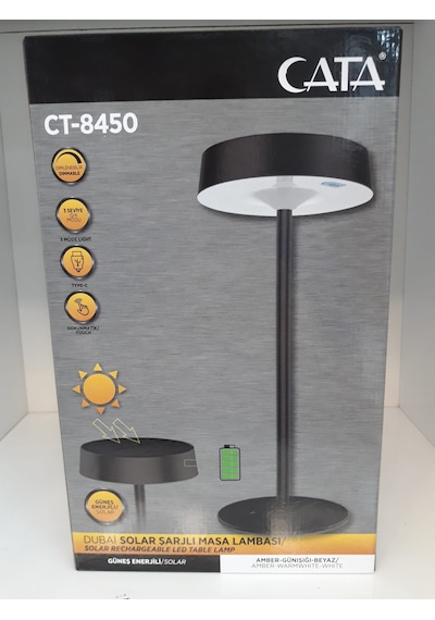 Cata Ct-8450 Dubai Dimli Solar Usb Şarjlı 3 Renk Led Masa Lambası