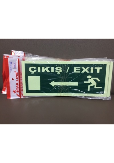 Fosforlu Fotolümen Çıkış / Exıt Sol İkaz Levhası 2 Adet