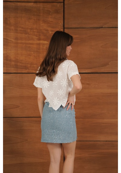 Verymoda Pullu Kot Etek D2853 Mavi