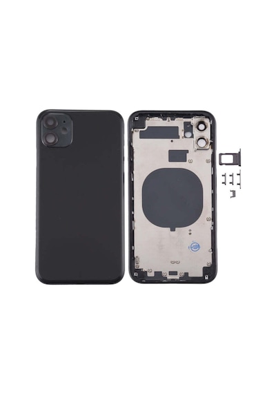 Apple Uyumlu iPhone 11 Kasa Boş Sim Kart Tepsisi Ve Yan Tuşlar Ve Kamera Lensi Siyah