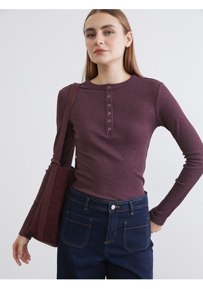 Lcwaıkıkı Classic Bordo Bisiklet Yaka Fitilli Kadın Body