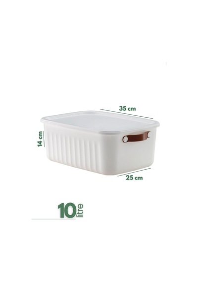 1 Adet Düzenleyici Kapaklı Kutu, Dekoratif Saklama Kutusu, Organizer 35cm 25cm 14cm Beyaz 10 Kiremit