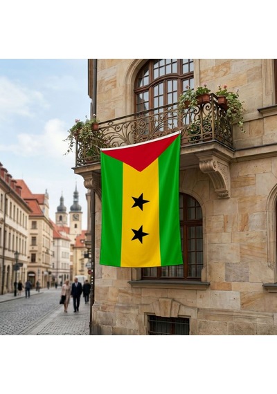São Tomé Ve Príncipe Bayrağı Premium Raşel Kumaş 150x225 Cm Diğer