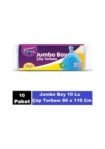 Güçlü Çöp Poşeti Jumbo Boy 80 X 110 Cm 10 Lu - Mavi X 10 Paket