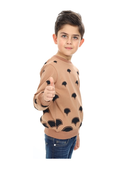 Toontoy Kids Toontoy Erkek Çocuk Relax Fit Bisiklet Yaka Baskılı Sweatshirt - 2 İplik Kahverengi Toontoy Kids Toontoy Erkek Çocuk Relax Fit Bisiklet Yaka Baskılı Sweatshirt - 2 İplik Kahverengi