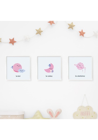 Lexroo Bebek Odasına Özel Minimal Tasarımlı Çerçeve 3'lü 20x20 Cm Çok Renkli