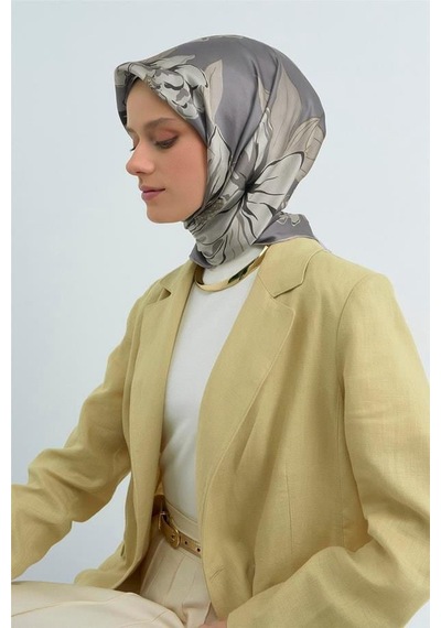 Armine İpek Eşarp 2026 Yaz - 9509-51 Gri Taş Sura