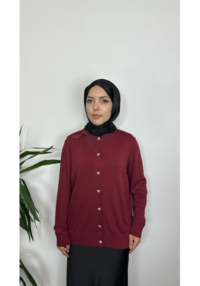 Ghisa Gh-26kobhrk3215-b Bordo Renk Hırka Çok Renkli