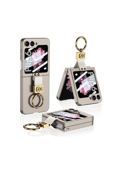 Zore Galaxy Uyumlu Z Flip 6 Kılıf Z Harfli Yüzüklü Kıpta Kapak-titanyum-gri Titanyum-gri