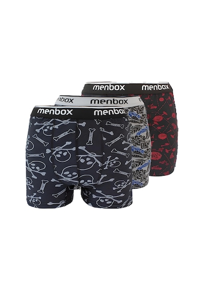 Menbox 3 Adet Likralı Erkek Boxer Karışık Desenli Pamuklu