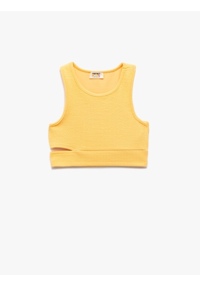 Koton Pencere Detaylı Slim Fit Bürümcük Kolsuz Bisiklet Yaka Crop Atlet Turuncu 5skg30020ak Turuncu