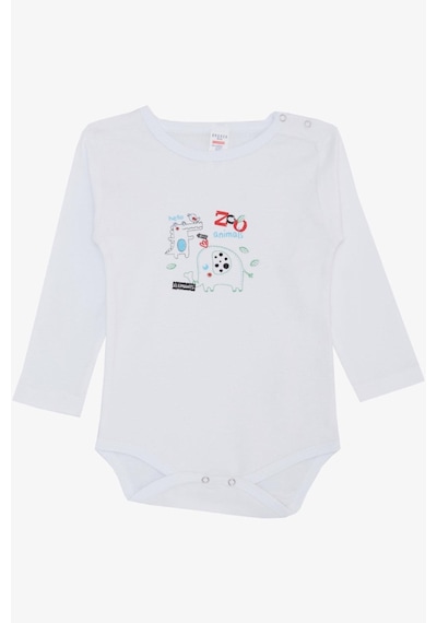 Breeze Erkek Bebek Çıtçıtlı Zıbın Body Hayvanat Bahçesi Dost Hayvanlar Baskılı 9 Ay-3 Yaş, Beyaz Beyaz