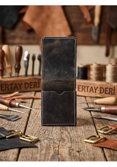 Ertay Deri % 100 Hakiki Deri El Yapımı Viralkahve Kartlık Çok Para Acı Kahverengi