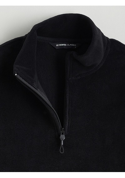 Lcwaıkıkı Classic Siyah Dik Yaka Polar Erkek Sweatshirt