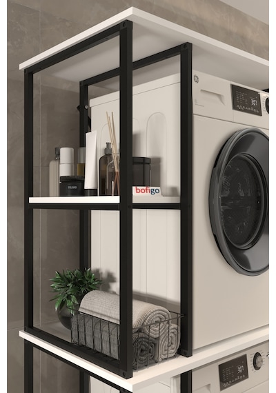 Bofigo Çamaşır Makinesi Dolabı Kurutma Makinesi Dolabı Metal Banyo Dolabı Mısra Beyaz