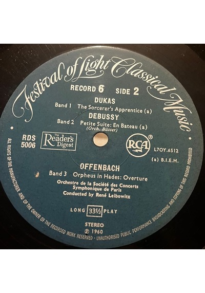 Festival Of Light Classical Music - Record 6 Mozart, Puccini, Borodin, Dukas, Debussy, Offenbach