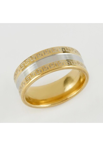 Çelik Paslanmaz Desenli Gold Renk Yüzük Gold/gümüş - 651766475 Gold/gümüş