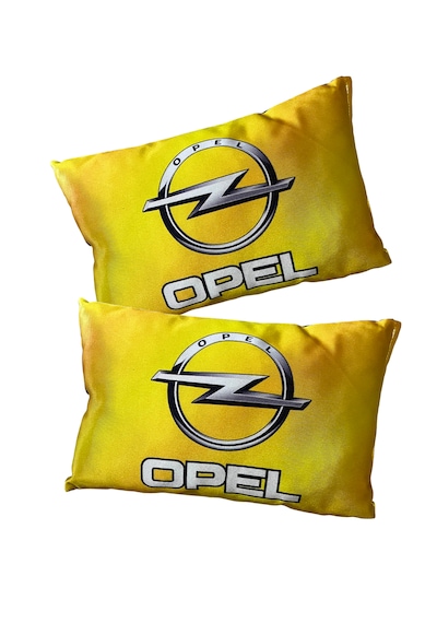 Opel Uyumlu 5'li Oto Halı Paspas & Dijital Baskılı Sarı Araç Boyun Yastığı & Emniyet Kemer Pedi