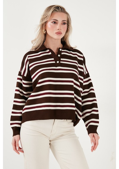 Lela Bayan Polo Yaka Kazak 4615259 Kahve Kahve
