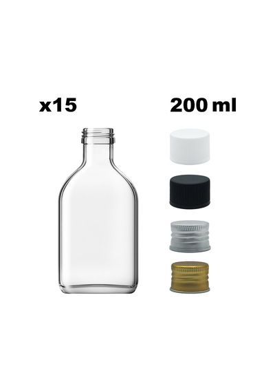 Afracam Cold Brew Yassı Şeffaf 200 ML Beyaz Kapaklı Cam Şişe 15 Adet