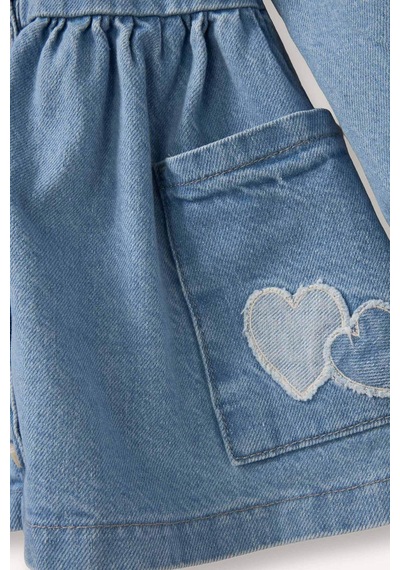 Defacto Uzun Kollu Jean Elbise Kız Bebek H0372a526smnm39 Mavi-nm39