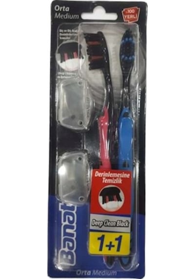 Banat Deep Clean Black 1 + 1 Kapaklı Diş Fırçası Medium