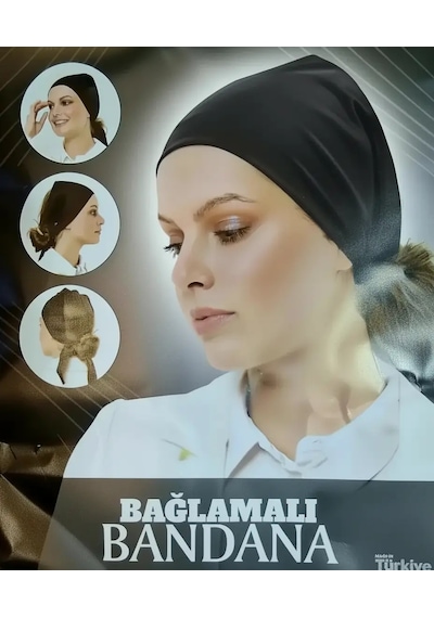 Esra Eşarp & Butik Bandana Bone / Bağlamalı - Siyah Siyah
