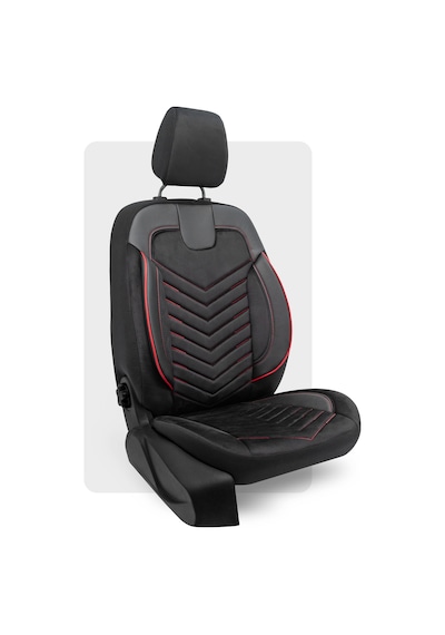 Otexo Carbon Hafif Ticari Arka 2+1 Airbag Uyumlu Ortopedik Destekli Universal Oto Koltuk Kılıfı Siyah - Kırmızı İp