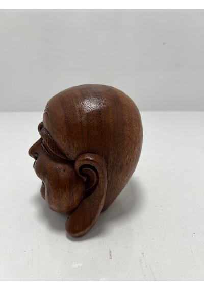 Ahşap Gülen Buda Kafası Biblo 12 Cm