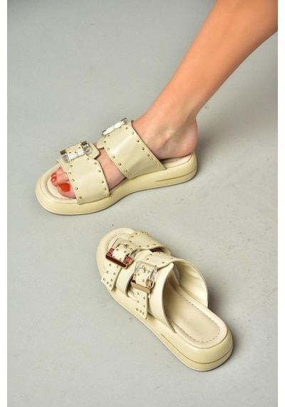 Fox Shoes S518106509 Bej Kadın Terlik Bej