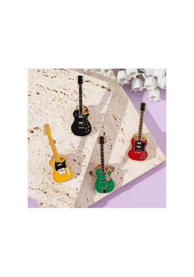 Gitar Broş, Çocuk Broş, İğneli Broş Klipsli Broş Yaka Broşu Ceket Yaka İğnesi, Mineli B234