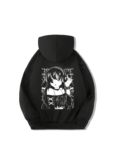 Brz Kids Unisex Çocuk Anime Dark Girl Hoodie-siyah Siyah