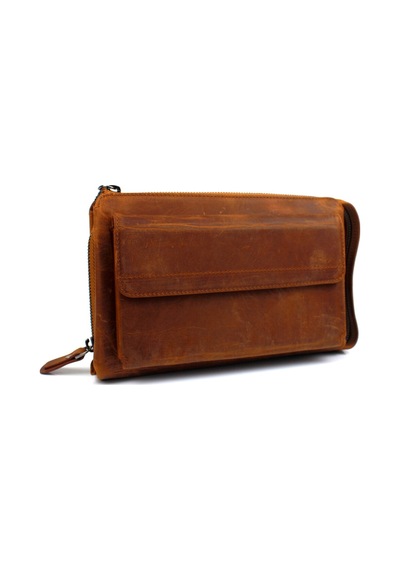 Alphaclub Bag Erkek Hakiki Crazy Deri Taba El Çantası Clutch Portföy Çanta