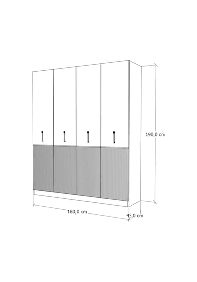 Rudu Milas 4 Kapaklı 160x45x190 Cm Giyisi, Eşya Dolap/gardırop Antrasit-dor Antrasit - Dor Rudu Milas 4 Kapaklı 160x45x190 Cm Giyisi, Eşya Dolap/gardırop Antrasit-dor Antrasit - Dor