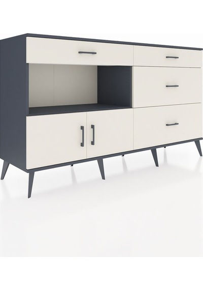 Hyperion Konsol Tek Raflı 4 Çekmeceli 2 Kapaklı 176x44x99 Antrasi Antrasit-aytaşı Hyperion Konsol Tek Raflı 4 Çekmeceli 2 Kapaklı 176x44x99 Antrasi Antrasit-aytaşı