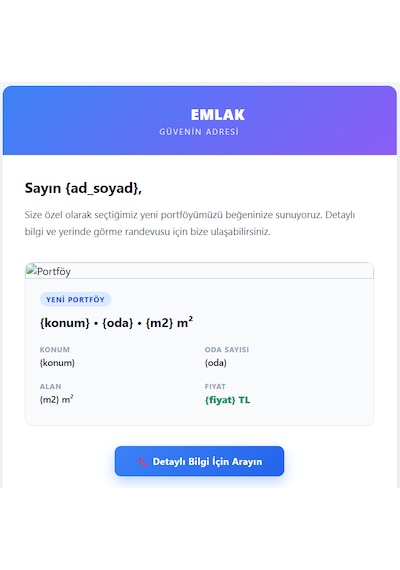 Mesajcı Emlak Otomatik Portföy Tanıtım Ve Müşteri E-posta Sistemi