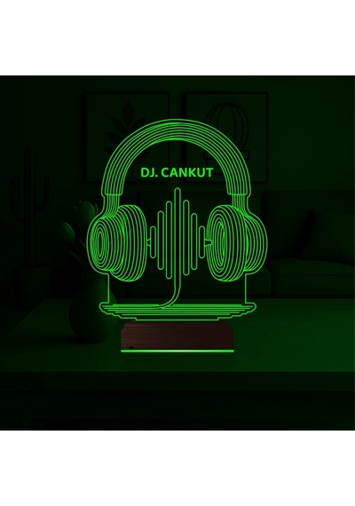 Luvivia Dj Hediye Kulaklık Müzik Kişiye Özel 3d Lamba - Masa Gece Lambası Şeffaf