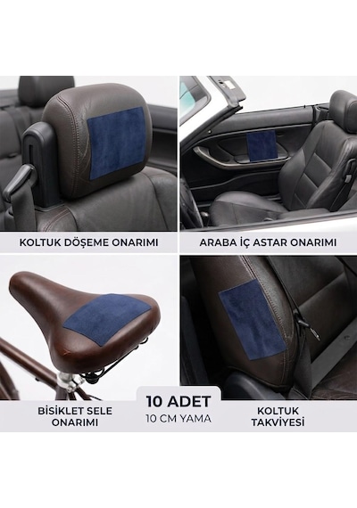 Halfart Kendinden Yapışkanlı Alcantara Tamir Yaması 10x10 Cm 10 Adet Süet Kumaş Deri Koltuk Araba Onarım Yaması Mor