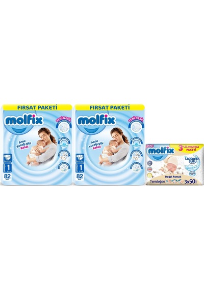 Molfix Bebek Bezi Beden:1 2-5kg Yeni Doğan Ekonomik 164 Adet