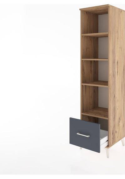 Hyperion Dolap 4 Raflı Tek Çekmeceli 44x44x182 Çam-antrasit Çam